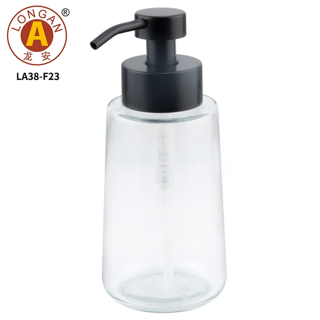 LA38 450ml Glass Soap Dispenser with Stainless Steel Pump - Versatile for Lotion & Foam